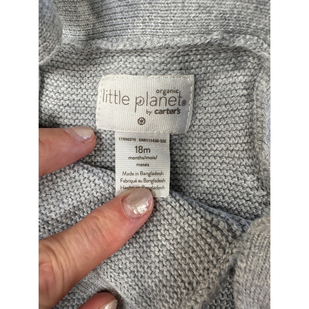 Little Planet by Carter's Organic Cotton Knit Overalls Heather Gray 18M 1T - Picture 4 of 8